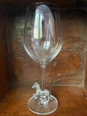 Clear Wine Glass with Decorative Zebra Accent